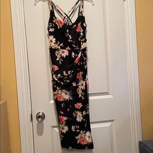 nine britton Black Floral Maxi Sundress with Spaghetti Straps